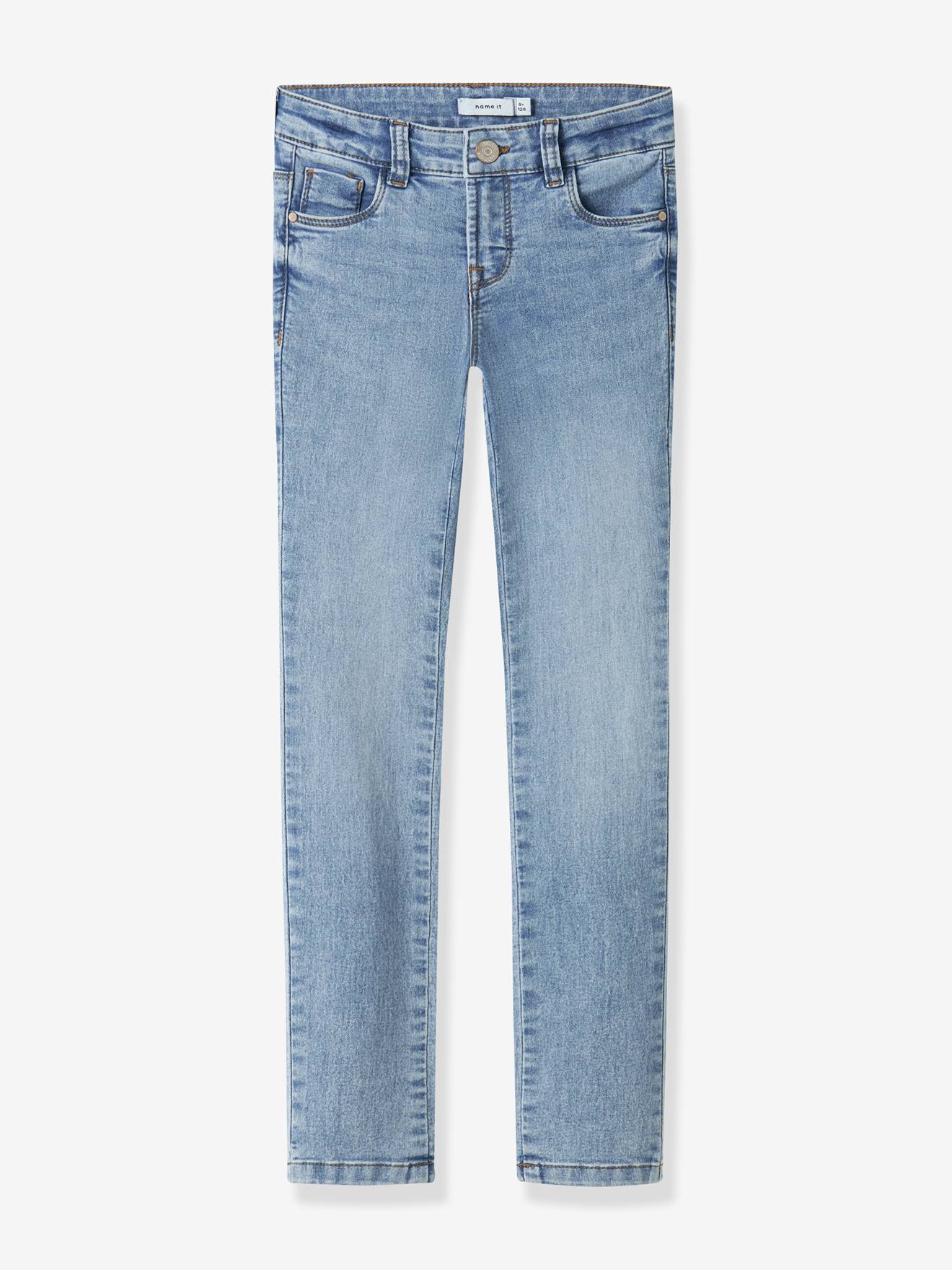 NAME IT girls' skinny jeans in recycled cotton denim blue