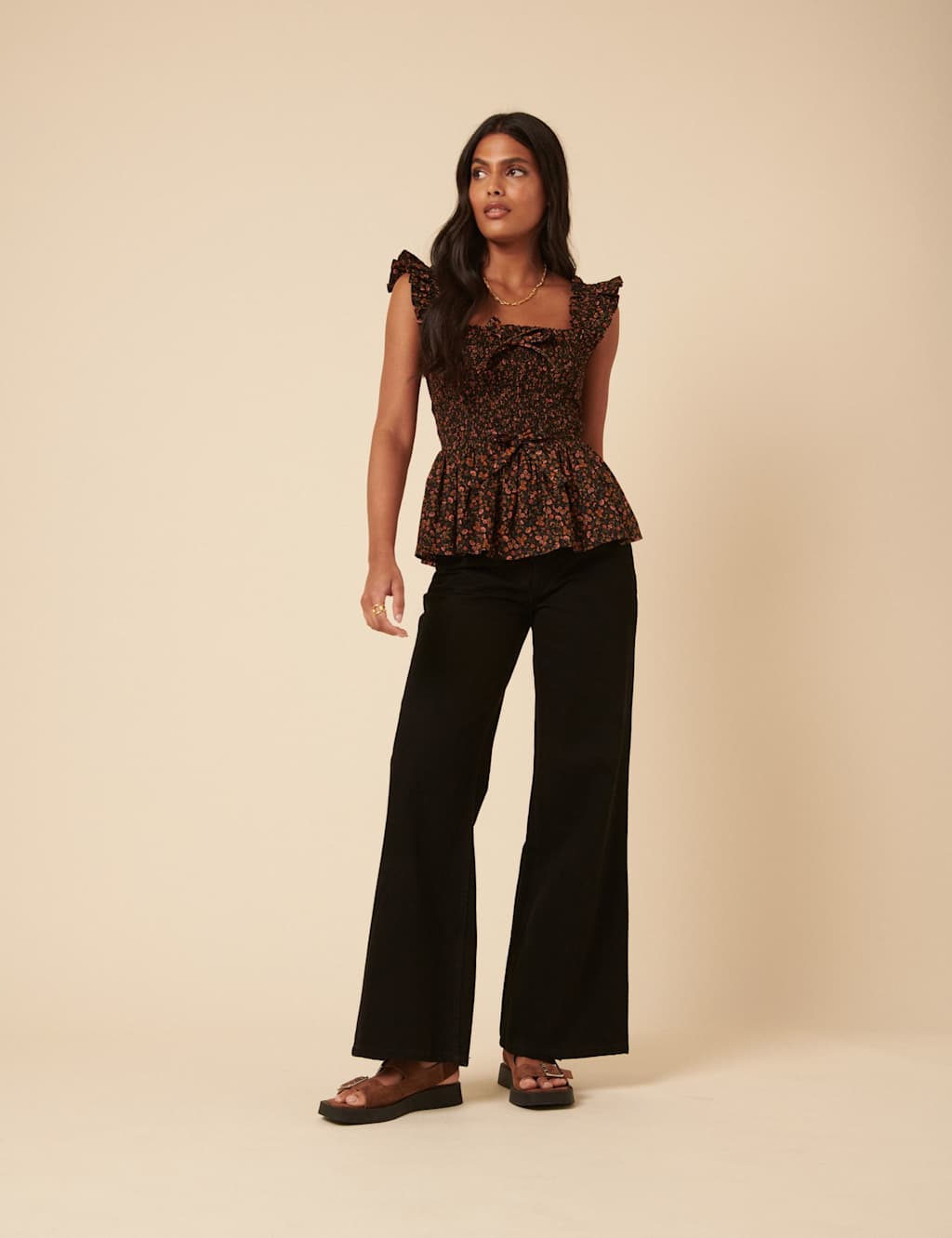 Nobody's Child Mid Rise Wide Leg Jeans Black