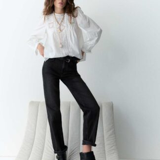 Per Una Mid Rise Straight Leg Ankle Grazer Jeans Black