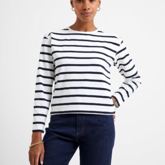 Rallie Stripe Slash Neck Top Stripe S White/Marin