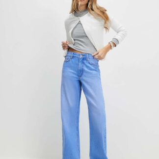 River Island High Waisted Straight Leg Jeans Bright Blue