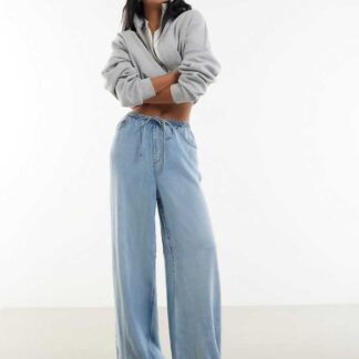 River Island Pure Lyocell Wide Leg Jeans Light Blue