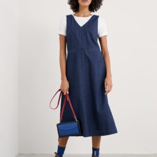 Seasalt Cornwall Denim V-Neck Midi Shift Dress Blue