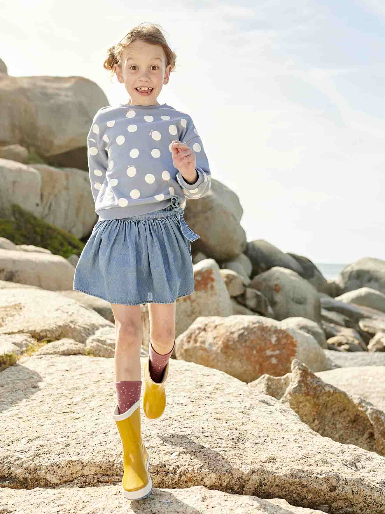 Skort for Girls in Lightweight Denim stone