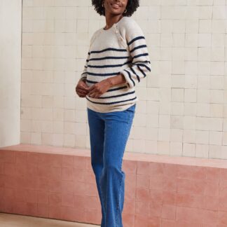 Straight Leg Jeans with Seamless Belly Band for Maternity brut denim