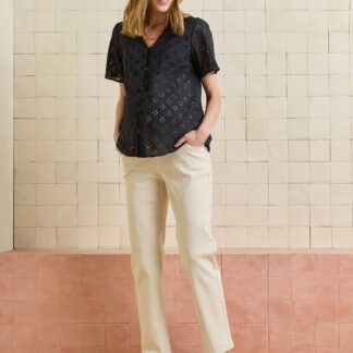Straight Leg Jeans with Seamless Belly Band for Maternity ecru