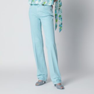 Straight jeans in turquoise organic cotton denim