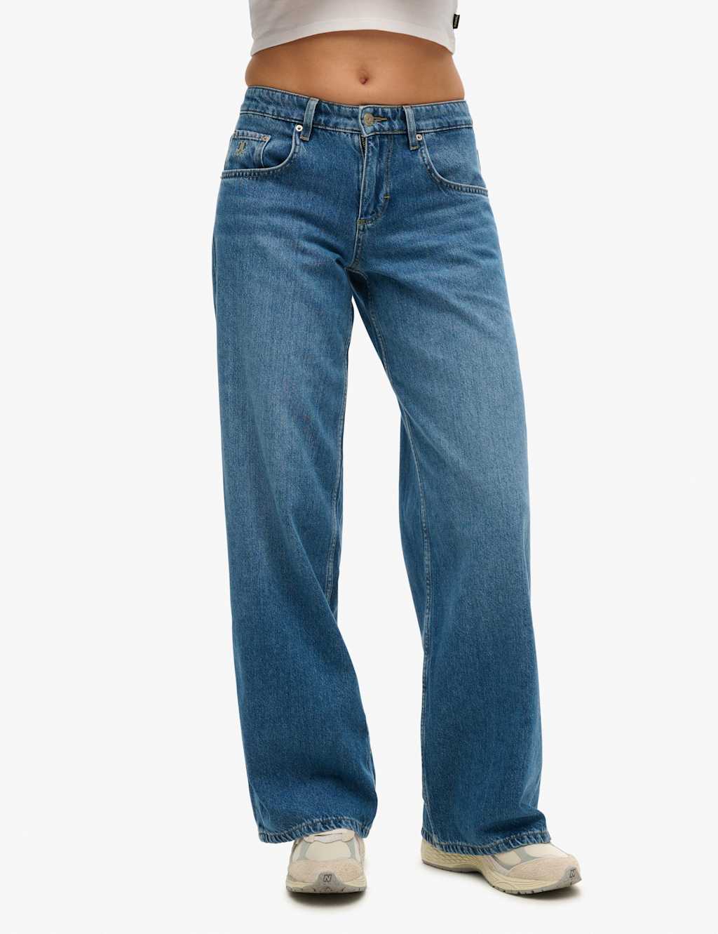 Superdry & Co Mid Rise Wide Leg Baggy Jean Blue