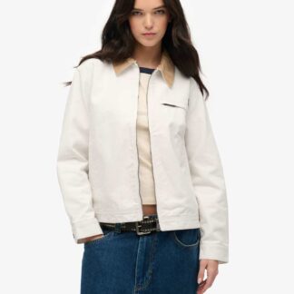 Superdry & Co Pure Cotton Cord Collar Relaxed Jacket White