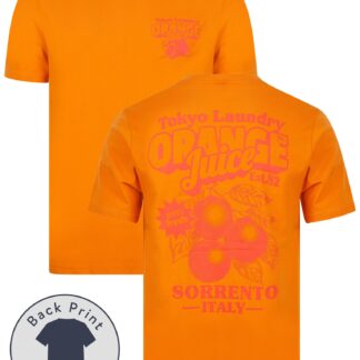 T-Shirts Orange Juice Vintage Retro Reverse Back Print Cotton Jersey T-Shirt in Apricot / S - Tokyo Laundry