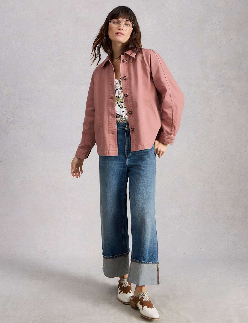 White Stuff Denim Collared Jacket Pink