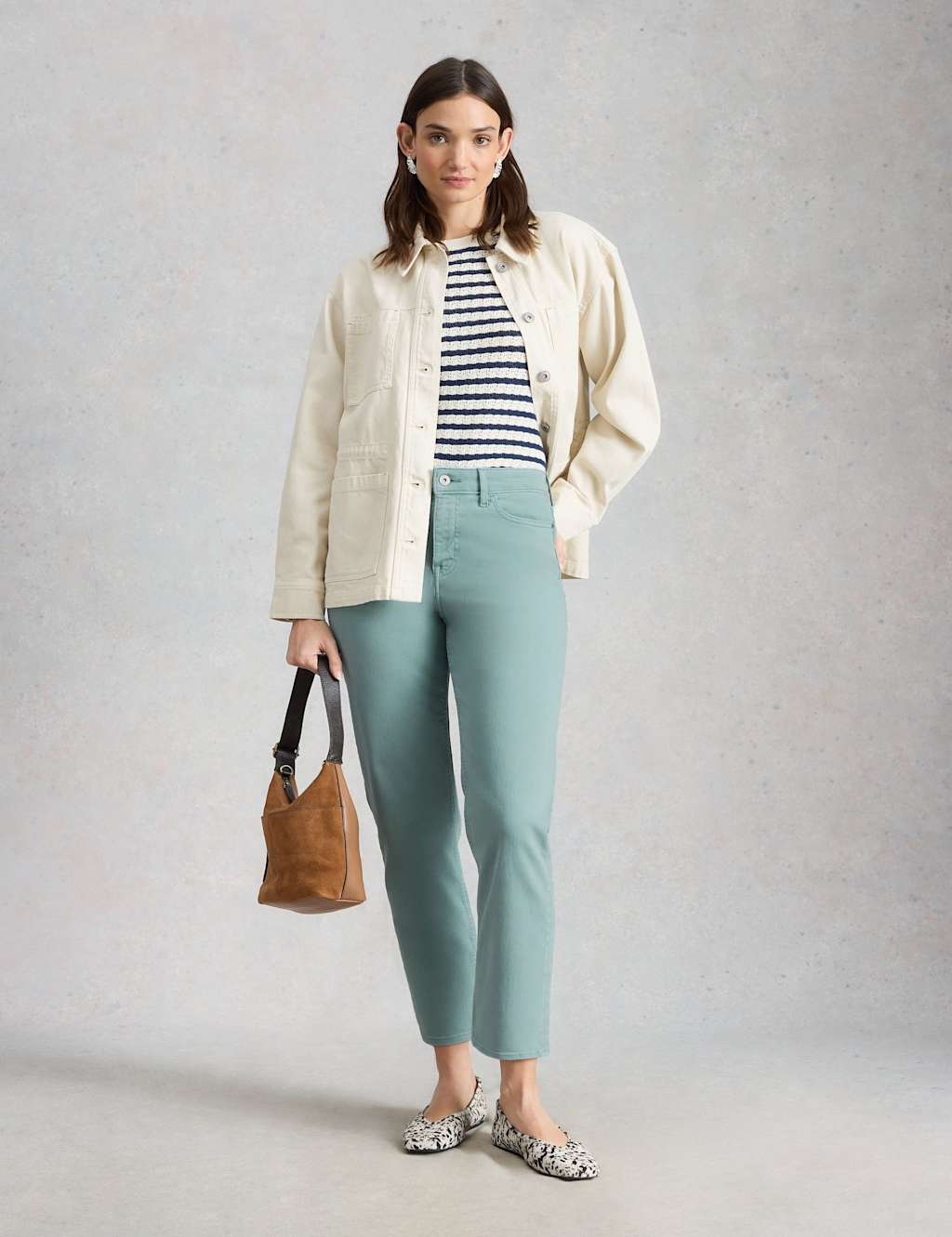 White Stuff Mid Rise Straight Leg Cropped Jeans Teal