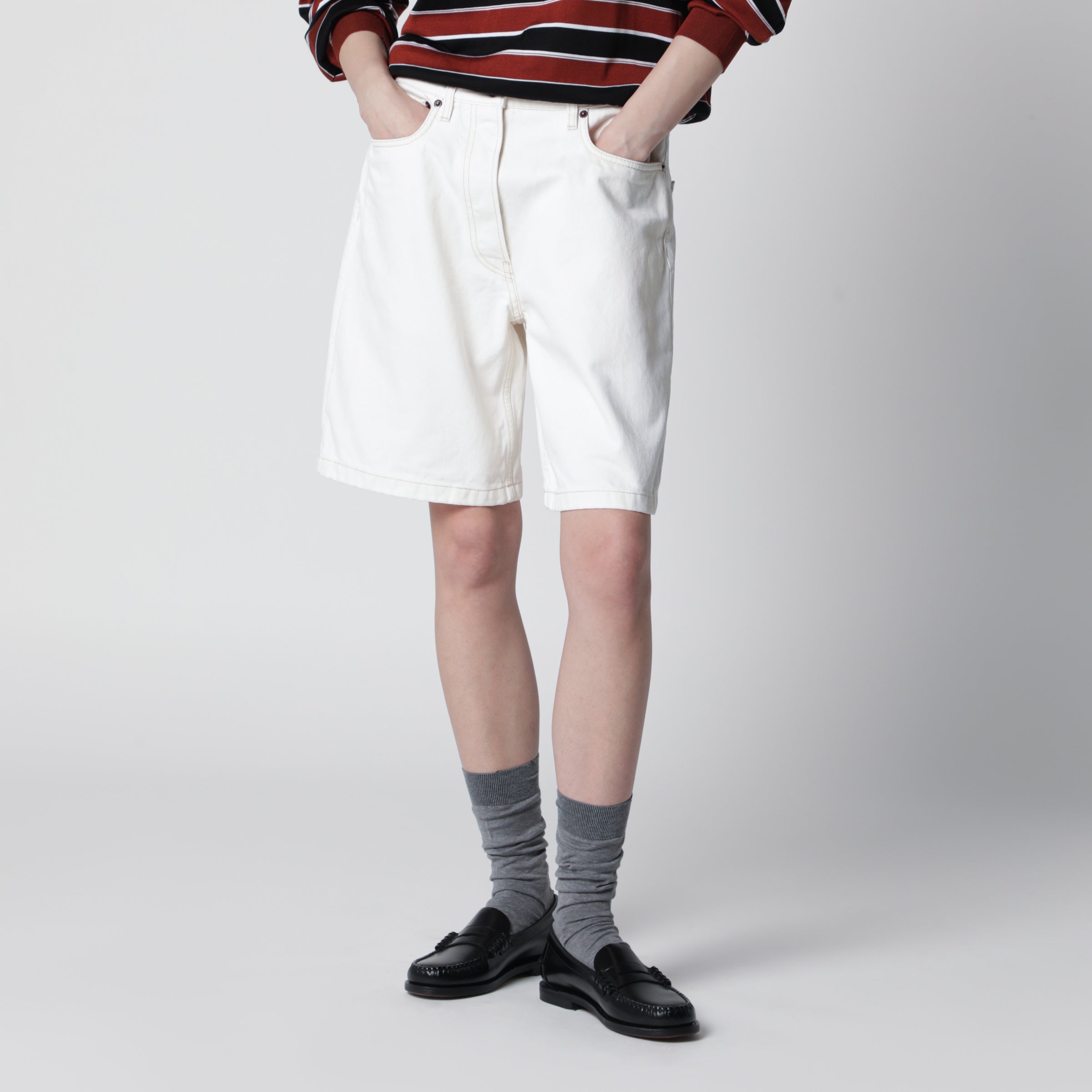 White old denim bermuda shorts