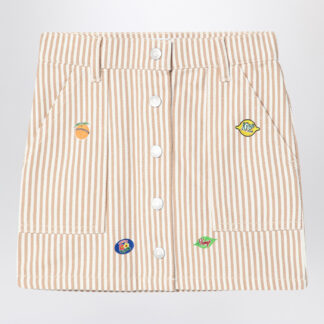 White/sand striped mini skirt