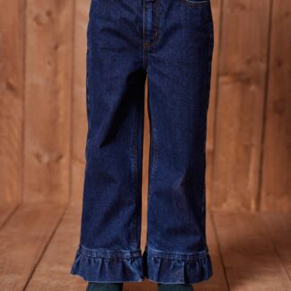 Wide-Leg Jeans with Frills, for Girls deep blue