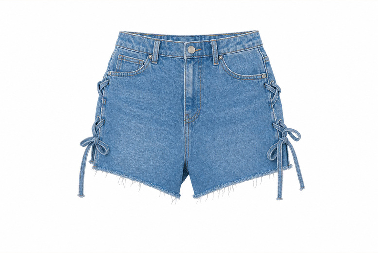 Women's Urban Bliss Blue Side-Tie Denim Shorts - 7 Sizes & High-Waisted | Wowcher
